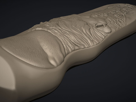 Lion Knife Handle 3D Print Model