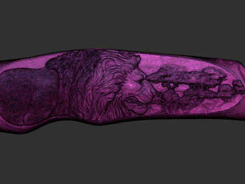 Lion Knife Handle 3D Print Model