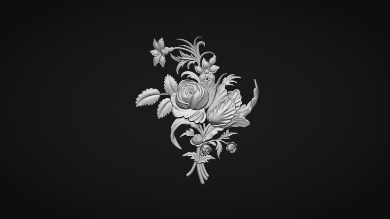 Rose bas relief 3D Print Model .c4d .max .obj .3ds .fbx .stl .blend 