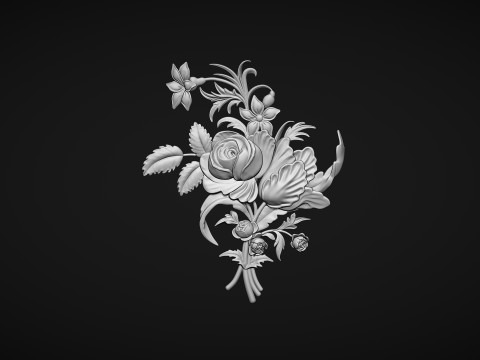Rose bas relief 3D 프린트 모델