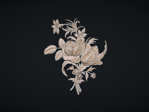 Rose bas relief 3D Print Model