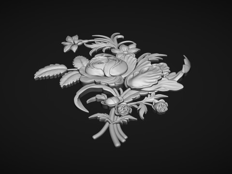 Rose bas relief 3D Print Model