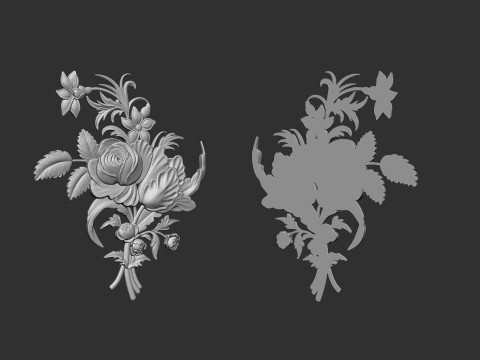 Rose bas relief 3D Print Model