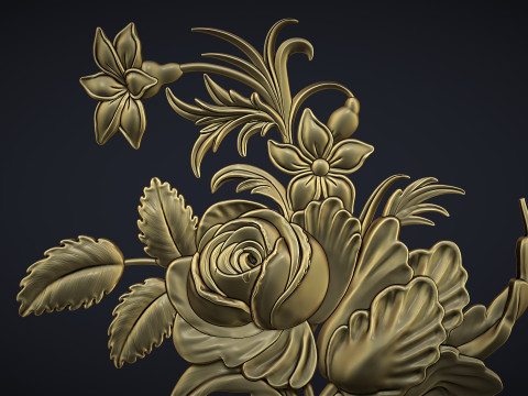 Rose bas relief 3D Print Model