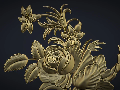 Rose bas relief 3D Print Model