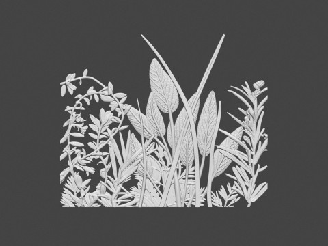 Botanical bas-relief decorative panel 3Dプリントモデル
