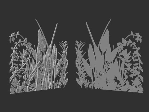 Botanical bas-relief decorative panel 3Dプリントモデル