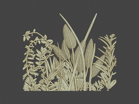 Botanical bas-relief decorative panel 3Dプリントモデル