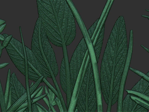 Botanical bas-relief decorative panel 3D Print Model