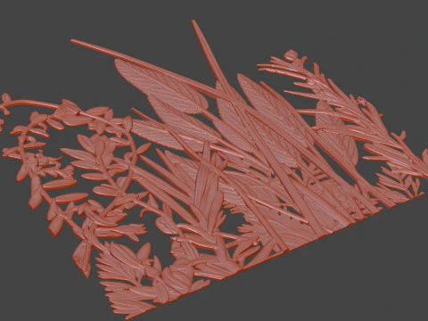 Botanical bas-relief decorative panel 3D Print Model
