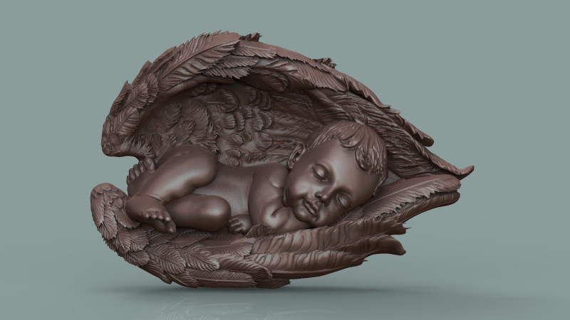 Sleeping baby angel bas relief Modello di stampa 3D .c4d .max .obj .3ds .fbx .stl .blend 