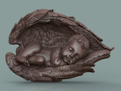Sleeping baby angel bas relief 3D 打印模型