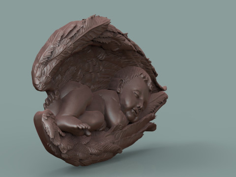 Sleeping baby angel bas relief Modello di stampa 3D