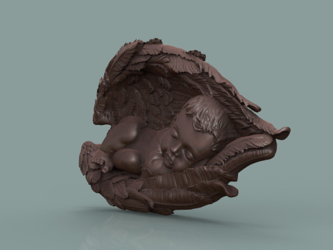 Sleeping baby angel bas relief Modello di stampa 3D
