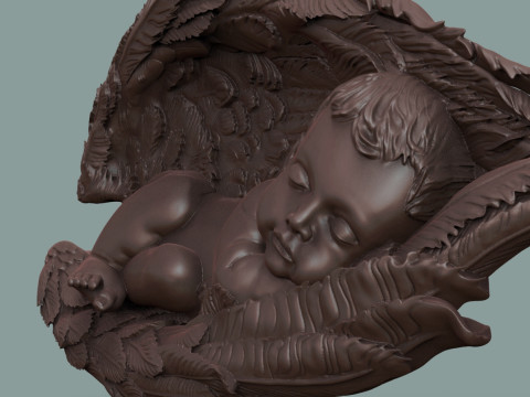 Sleeping baby angel bas relief Modello di stampa 3D