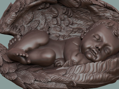 Sleeping baby angel bas relief Modello di stampa 3D