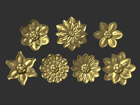 Flowers set 3D Print Model