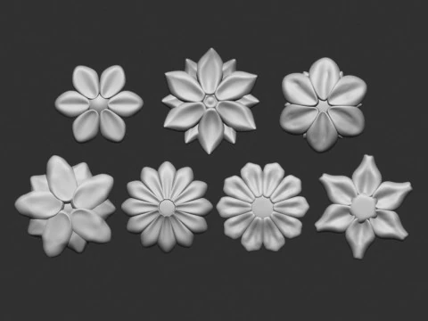 Flowers set 3D Print Model