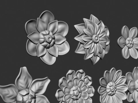 Flowers set 3D Print Model