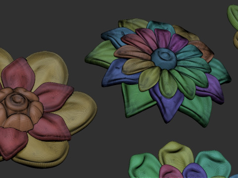 Flowers set 3D Print Model