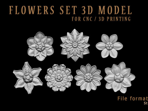 Flowers set 3D Print Model