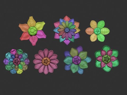 Flowers set 3D Print Model