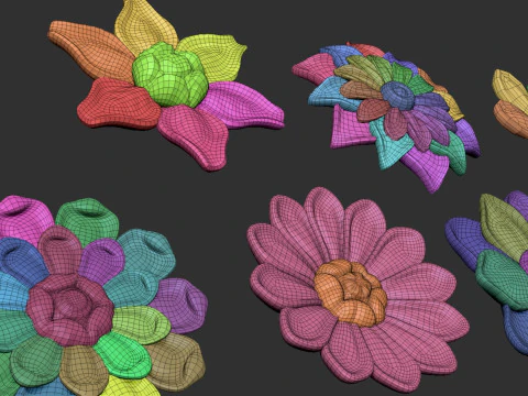 Flowers set 3D Print Model