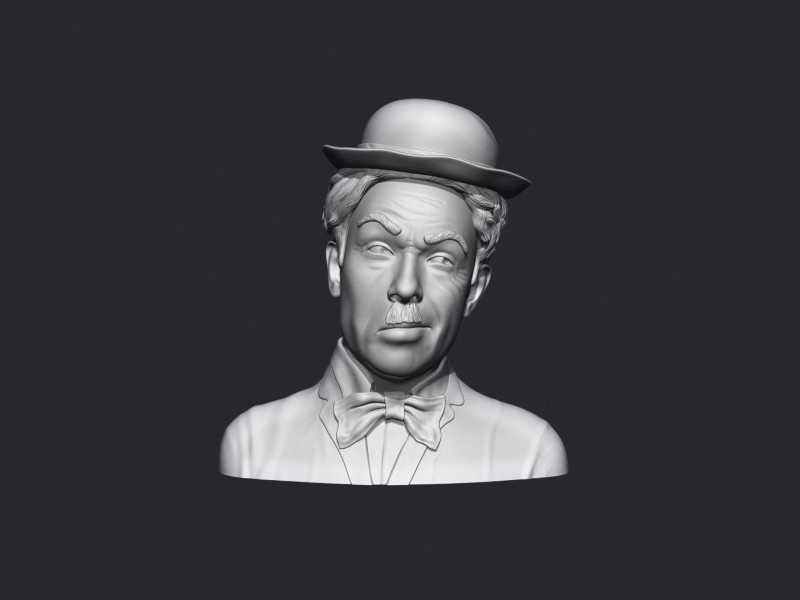 Charlie Chaplin Bust 3D 프린트 모델 .c4d .max .obj .3ds .fbx .stl .blend 