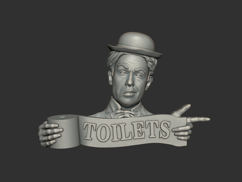 Charlie Chaplin bas relief toilet sign 3D 프린트 모델 .c4d .max .obj .3ds .fbx .stl .blend 