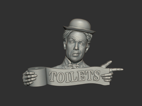Charlie Chaplin bas relief toilet sign 3D Print Model