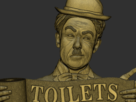 Charlie Chaplin bas relief toilet sign 3D 프린트 모델