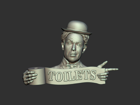 Charlie Chaplin bas relief toilet sign 3D 프린트 모델