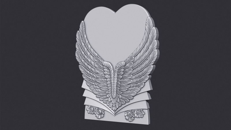 Angel Wings and Heart Memorial Modelo de Impressão 3D .c4d .max .obj .3ds .fbx .stl .blend 