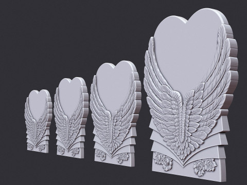 Angel Wings and Heart Memorial Modelo de Impressão 3D