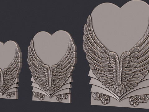 Angel Wings and Heart Memorial Modelo de Impressão 3D