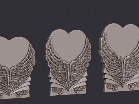 Angel Wings and Heart Memorial Modelo de Impressão 3D