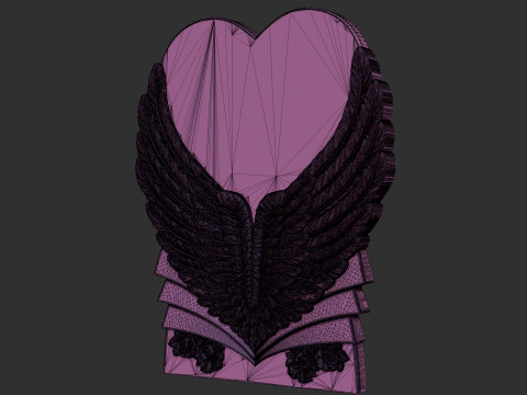 Angel Wings and Heart Memorial Modelo de Impressão 3D