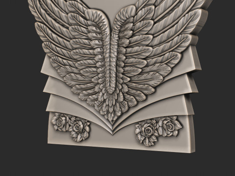 Angel Wings and Heart Memorial Modelo de Impressão 3D