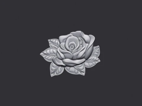 Rose Bas Relief 3D Print Model