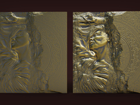 Woman Bas relief 3d wall panel 3D 打印模型