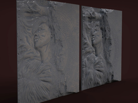 Woman Bas relief 3d wall panel 3D 打印模型