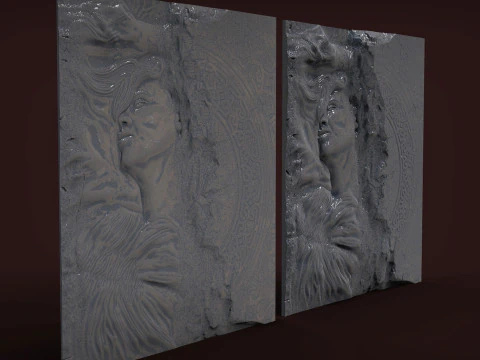 Woman Bas relief 3d wall panel 3D Print Model