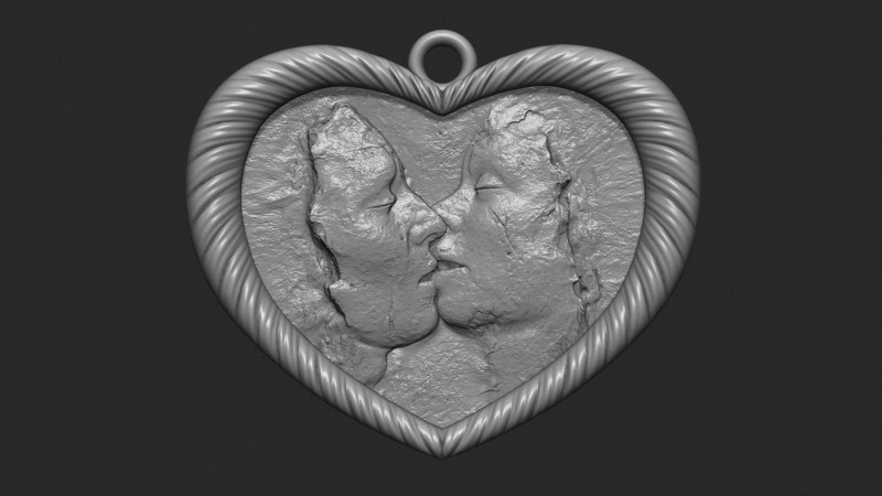 Kissing Couple pendant 3D 打印模型 .c4d .max .obj .3ds .fbx .stl .blend