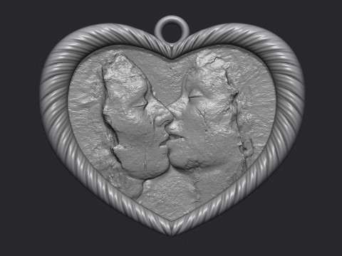 Kissing Couple pendant 3D Print Model