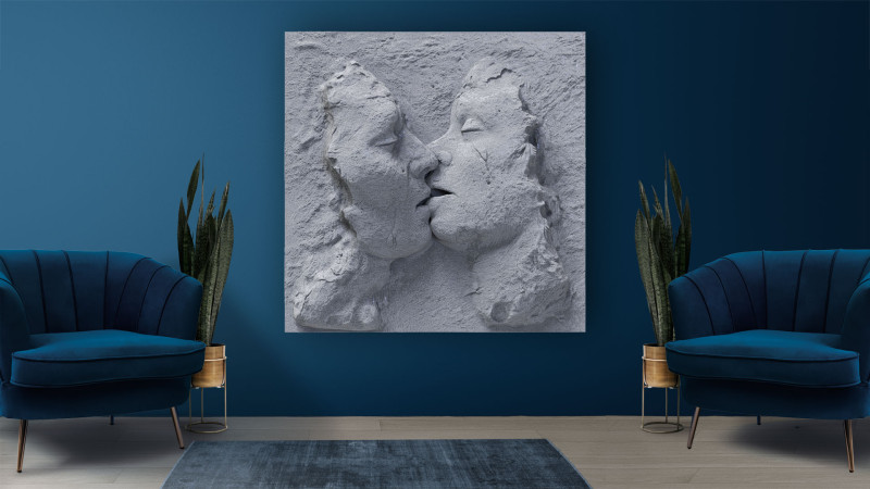 Kissing couple wall decor 3D 打印模型 .c4d .max .obj .3ds .fbx .stl .blend