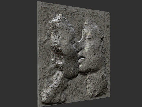 Kissing couple wall decor 3D Print Model