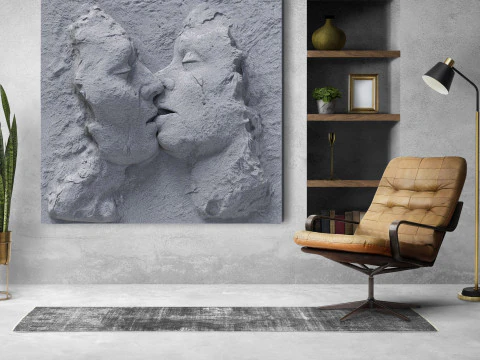 Kissing couple wall decor 3D Print Model