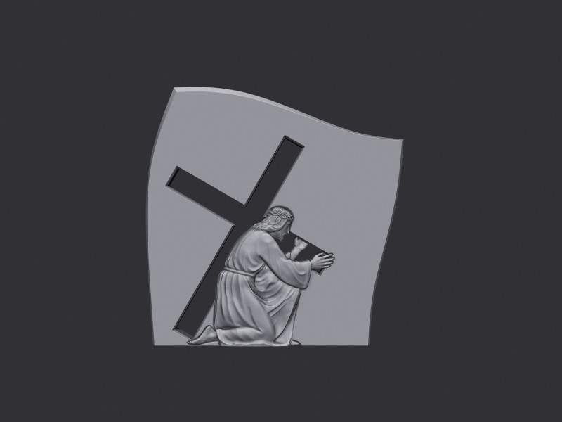 Jesus Carrying the Cross Gravestone 3D Принт Модель .c4d .max .obj .3ds .fbx .stl .blend 