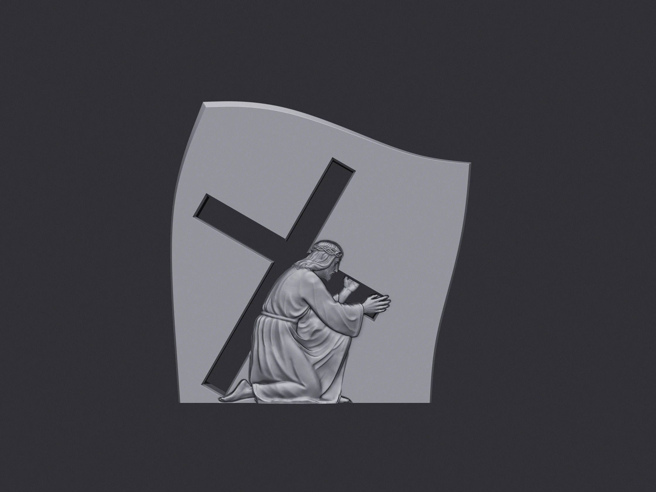 Jesus Carrying the Cross Gravestone 3D Print Model .c4d .max .obj .3ds .fbx .stl .blend 