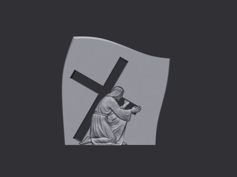 Jesus Carrying the Cross Gravestone 3D 打印模型